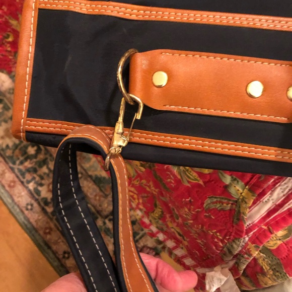 Vintage Royal Cophegan navy with brown trim travel garment hanging bag - Picture 12 of 16